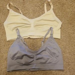 Lot of 2 Nursing bras -- beige and gray L